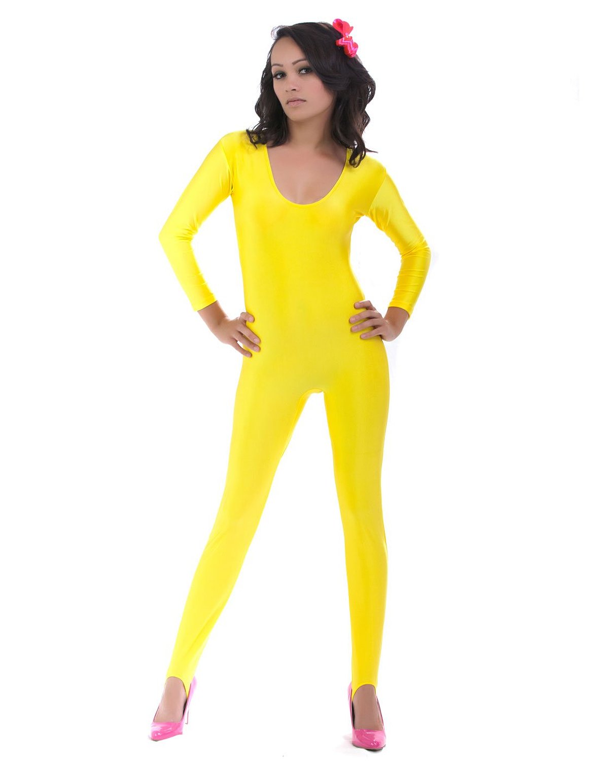 Yellow Spandex Zentai Catsuit For Girl